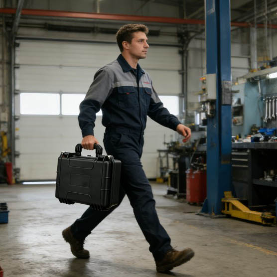 Muovinen laitteiden kuljetuskotelo