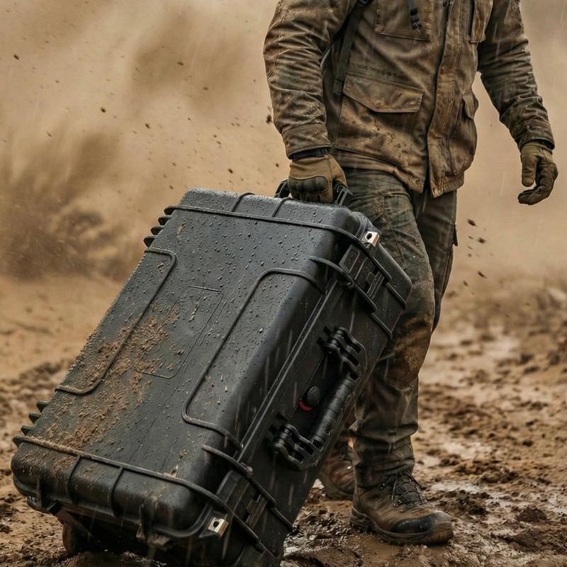 Tuulenkestävä hiekkaa ja pölyä hylkivä kova ulkolaatikko